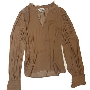 EVEREVE Brown Tan lightweight long sleeve regency blouse - XS